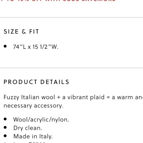 J Crew Italian Wool Fuzzy Red, White, Blue Plaid Scarf - Picture 4 of 4